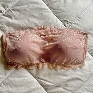 NWOT Spanx Undie-tectable Better Bandeau Bra Strapless XL Lace Vintage Rose Pink